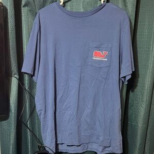 Vineyard Vines Men's Classic Blue Tee with Red Logo